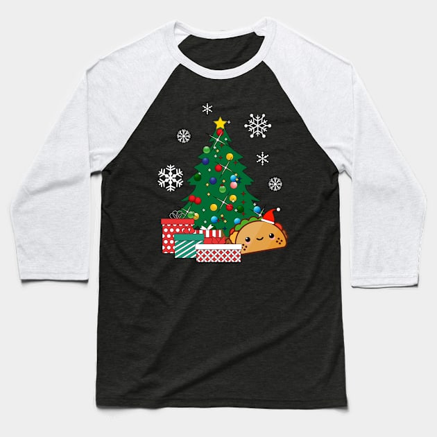 Happy Taco Around The Christmas Tree Baseball T-Shirt by Nova5